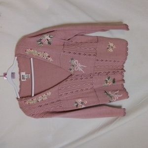 Vintage Sarah Morgan Embroidered mauve Knit Sweater